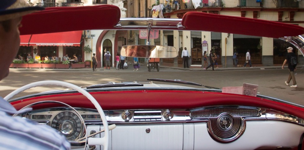 Fabio drivin our olds in a city tour in havana